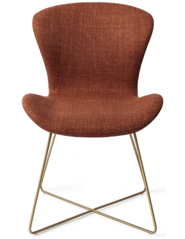 Billede af 2 x Moji spisebordsstole H84,5 cm polyester - Guld/Hasselnød