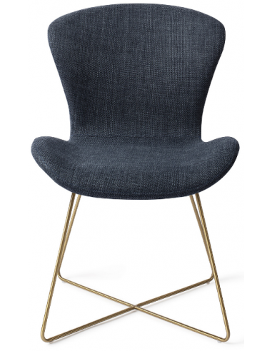 Billede af 2 x Moji spisebordsstole H84,5 cm polyester - Guld/Navy