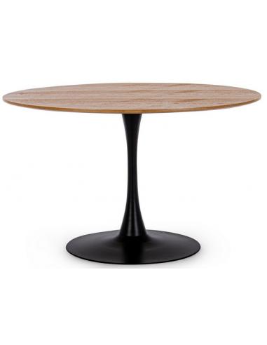 Billede af Rundt spisebord i mdf finér og stål Ø120 cm - Sort/Brun