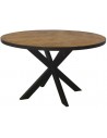 Rustikt rundt spisebord i stål og teaktræ Ø130 cm - Sort/Rustikt brun