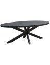 Rustikt ovalt spisebord i stål og mangotræ 180 x 90 cm - Sort/Rustikt sort