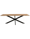 Rustikt spisebord i stål og akacietræ 220 x 100 cm - Sort/Rustikt brun