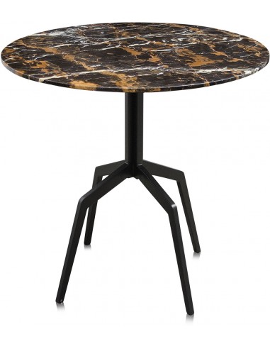 Billede af Razor rundt spisebord i stål og marmor Ø80 cm - Sort/Sort marmor