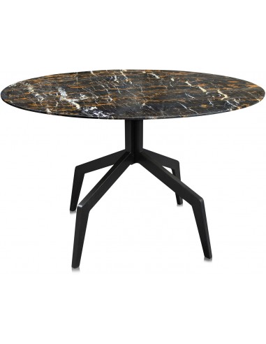 Se Razor rundt spisebord i stål og marmor Ø120 cm - Sort/Sort marmor hos Lepong.dk