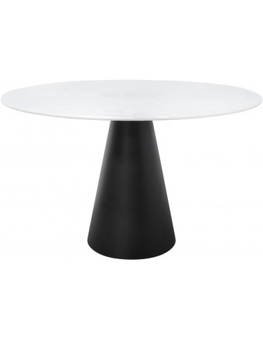 Se Cone rundt spisebord i stål og faux marmor Ø120 cm - Sort/Hvid marmor hos Lepong.dk