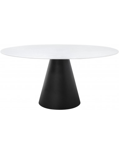 Se Cone rundt spisebord i stål og faux marmor Ø150 cm - Sort/Hvid marmor hos Lepong.dk
