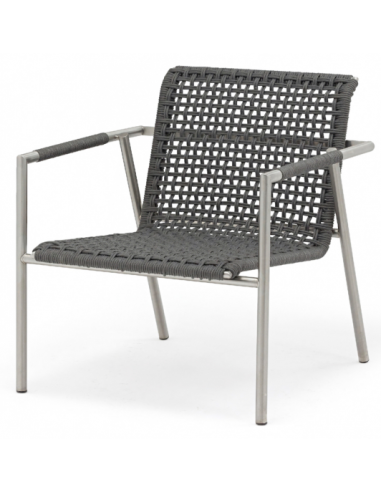 Billede af Zoom Lounge havestol i rustfri stål og COUTUREdry H75 cm - Mat rustfri stål/Antracit