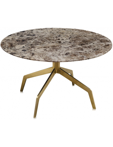 Se Razor sofabord i stål og marmor Ø70 cm - Børstet guld/Brun marmor hos Lepong.dk