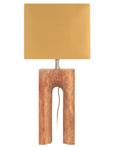 Billede af Reso Bordlampe i travertin og tekstil H65,5 cm 1 x E27 - Rød travertin/Satin guld