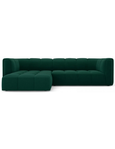 Se Serena venstrevendt chaiselong sofa i velour B256 x D96 - 160 cm - Flaskegrøn hos Lepong.dk