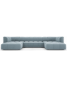 Serena U-sofa i velour B346 x D160 cm - Lyseblå