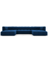 Serena U-sofa i velour B346 x D160 cm - Blå