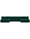 Serena U-sofa i velour B346 x D160 cm - Flaskegrøn