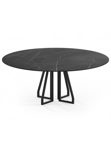 Billede af Elmir rundt spisebord i stål og keramik Ø120 cm - Sort/Pietra Grey