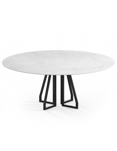 Billede af Elmir rundt spisebord i stål og keramik Ø120 cm - Sort/Carrara