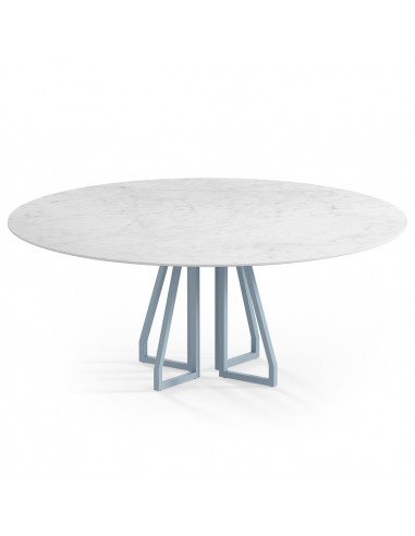 Billede af Elmir rundt spisebord i stål og keramik Ø120 cm - Gråblå/Carrara