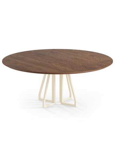 Billede af Elmir rundt spisebord i stål og egetræ Ø120 cm - Creme/Brun