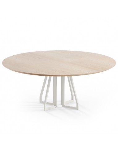 Billede af Elmir rundt spisebord i stål og egetræ Ø160 cm - Månehvid/Eg