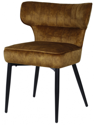 Billede af Zinno spisebordsstol i metal og polyester H81 cm - Sort/Brun