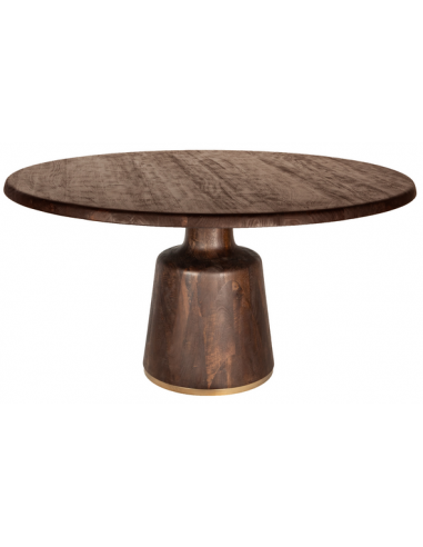 Billede af Aimen rundt spisebord i metal og mangotræ Ø150 cm - Brun/Guld