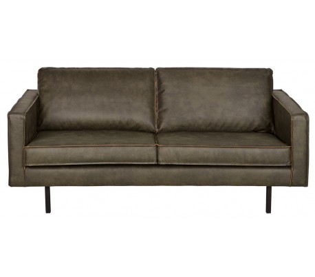 2,5-personers sofa i læder B190 cm – Vintage armygrøn