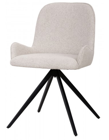 Se Leander rotérbar spisebordsstol i metal og polyester H83,5 cm - Sort/Creme hos Lepong.dk