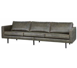 2,5-personers sofa i ægte læder B190 cm - Armygrøn 2