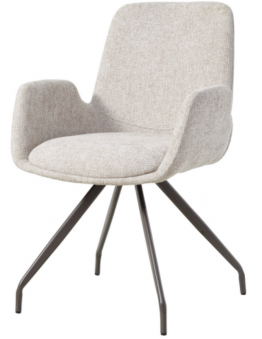 Se Athena spisebordsstol i metal og polyester H86,5 cm - Lergrå/Creme hos Lepong.dk