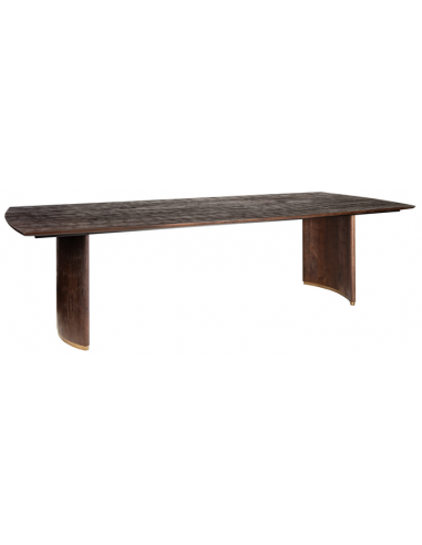 Se Ostara spisebord i metal og mangotræ 280 x 110 cm - Rustik brun/Antik guld hos Lepong.dk