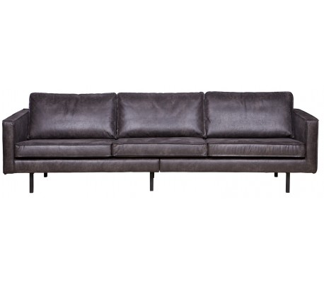 3-personers sofa i ægte læder B277 cm - Vintage sort