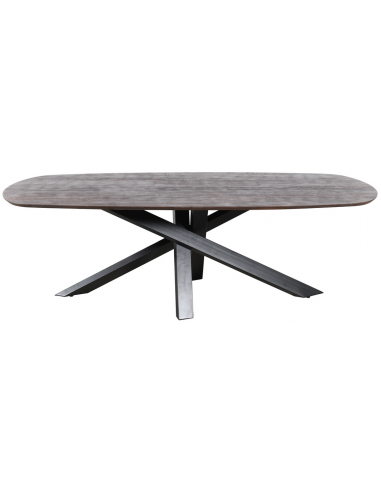 Billede af Alore ovalt spisebord i stål og mangotræ 200 x 100 cm - Sort/Rustik brun
