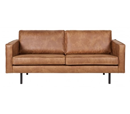2,5-personers sofa i ægte læder B190 cm - Vintage sort