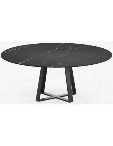 Billede af Basiel rundt spisebord i stål og keramik Ø120 cm - Sort/Nero Marquina