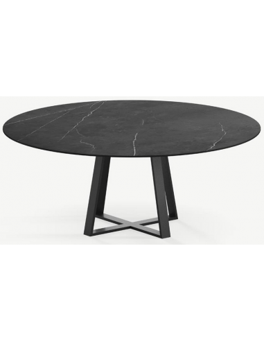 Billede af Basiel rundt spisebord i stål og keramik Ø120 cm - Sort/Pietra Grey