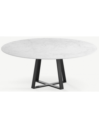 Billede af Basiel rundt spisebord i stål og keramik Ø150 cm - Sort/Carrara