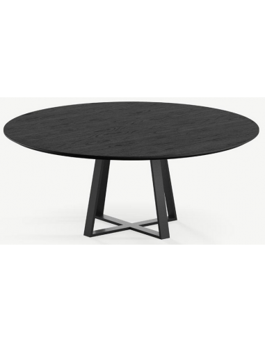 Se Basiel rundt spisebord i stål og egetræ Ø120 cm - Sort/Sort hos Lepong.dk
