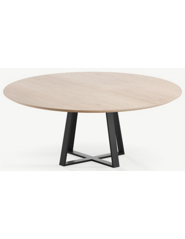 Billede af Basiel rundt spisebord i stål og egetræ Ø120 cm - Sort/Eg