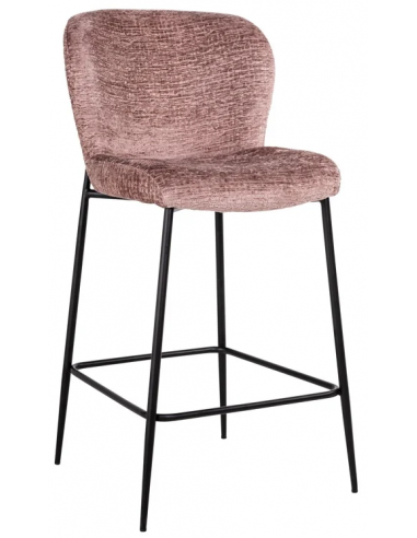 Billede af Darby barstol i metal og chenille H96 cm - Sort/Rosa