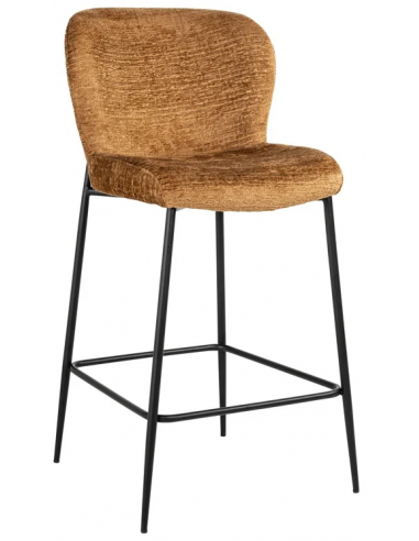 Billede af Darby barstol i metal og chenille H96 cm - Sort/Cognac