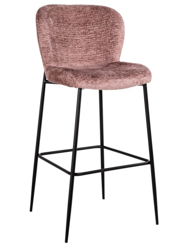 Billede af Darby barstol i metal og chenille H105 cm - Sort/Rosa