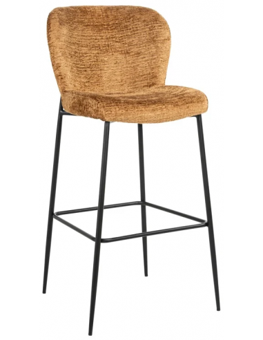 Billede af Darby barstol i metal og chenille H105 cm - Sort/Cognac