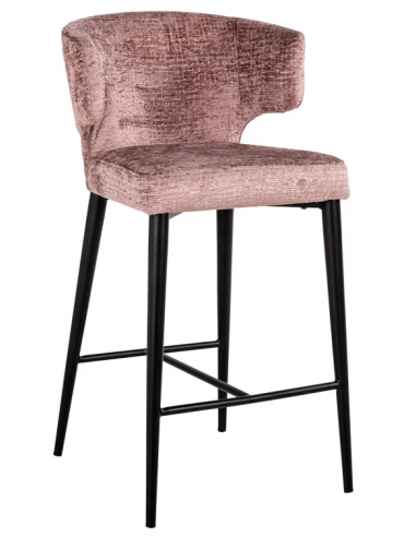 Billede af Taylor barstol i metal og chenille H93,5 cm - Sort/Rosa
