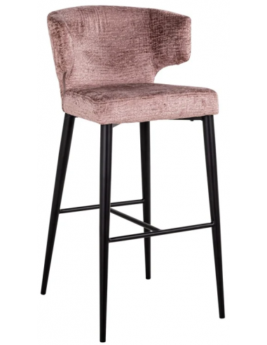 Billede af Taylor barstol i metal og chenille H103 cm - Sort/Rosa