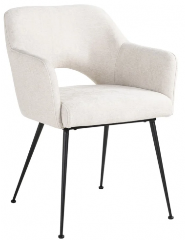 Se Jenthe spisebordsstol i metal og polyester H80 cm - Sort/Natur hos Lepong.dk