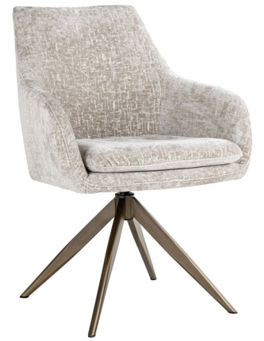 Se Lisonnne rotérbar spisebordsstol i metal og polyester H87 cm - Antik messing/Perlemor hos Lepong.dk