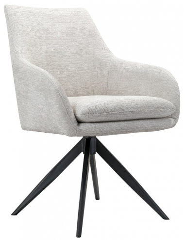 Se Lisonnne rotérbar spisebordsstol i metal og polyester H87 cm - Sort/Cremehvid hos Lepong.dk