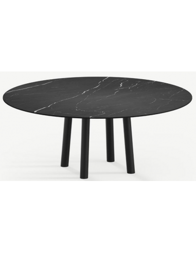 Billede af Gus rundt spisebord i stål og keramik Ø120 cm - Sort/Nero Marquina