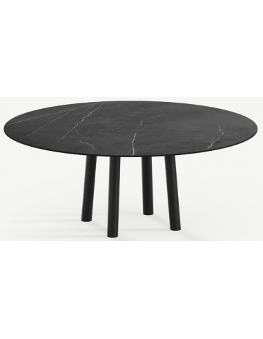 Billede af Gus rundt spisebord i stål og keramik Ø120 cm - Sort/Pietra Grey