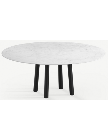 Billede af Gus rundt spisebord i stål og keramik Ø120 cm - Sort/Carrara