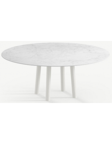 Se Gus rundt spisebord i stål og keramik Ø120 cm - Månehvid/Carrara hos Lepong.dk